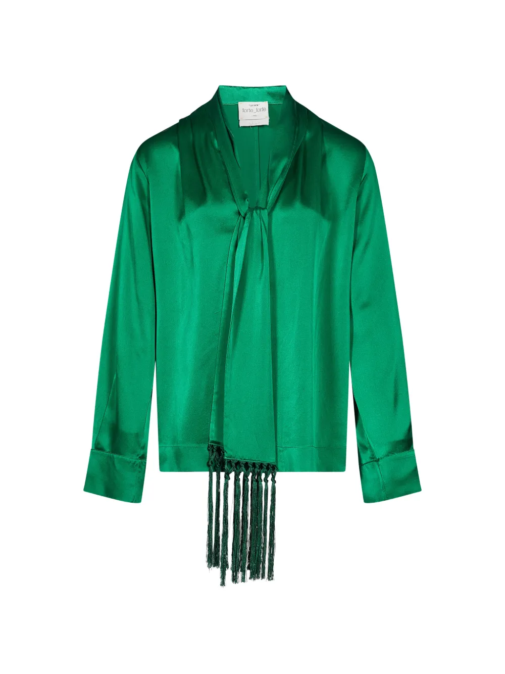 Forte fringe-trim silk blouse Groen