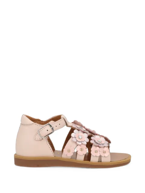 Pom D'api flower-appliqué leather sandals