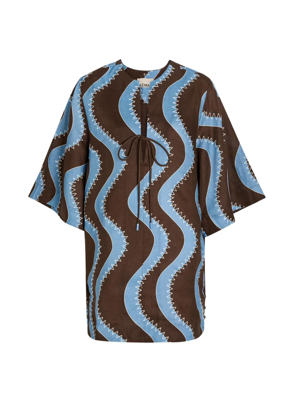 ALEMAIS Frankie wave-print tie-neck mini dress - Blu