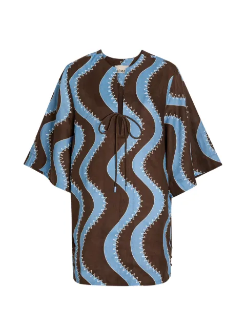 ALEMAIS Frankie wave-print tie-neck mini dress