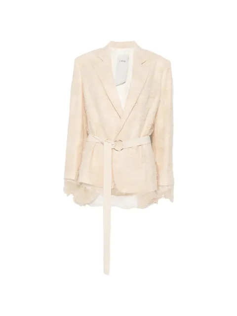 RAME lace-overlay belted jacket