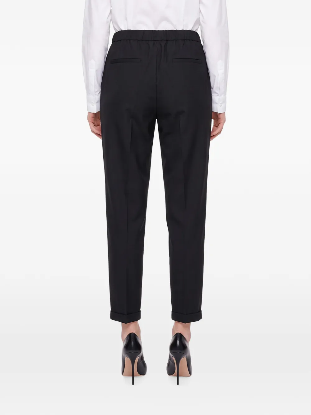 Antonelli Rosalba Cigarette elasticated-waistband cropped trousers Zwart
