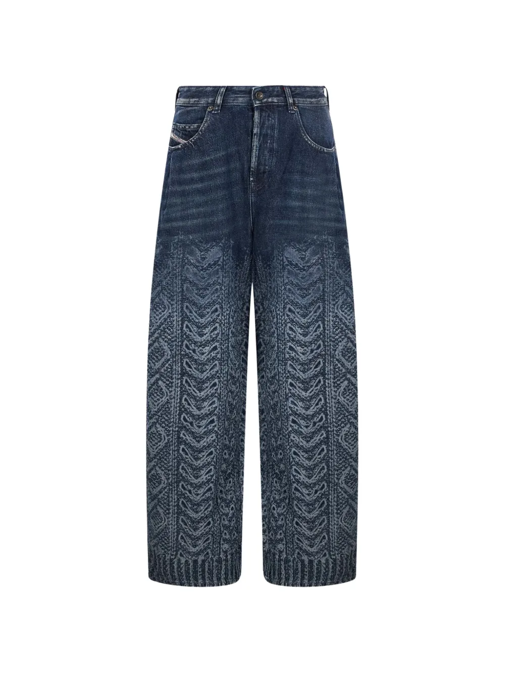 Diesel cable-print wide-leg jeans - Blu