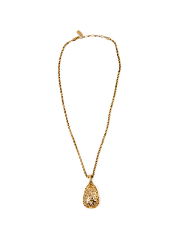 Saint Laurent Pre-owned 1990s Filigree Drop Necklace in Gold