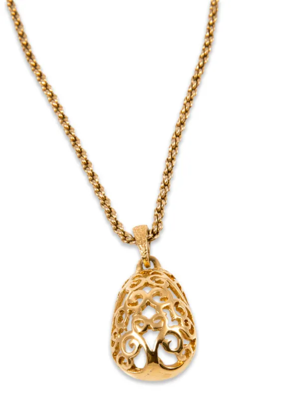 Saint Laurent Pre-owned 1990s Filigree Drop Necklace in Gold, view 3