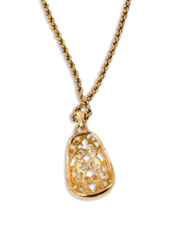 Saint Laurent Pre-owned 1990s Filigree Drop Necklace in Gold, view 4