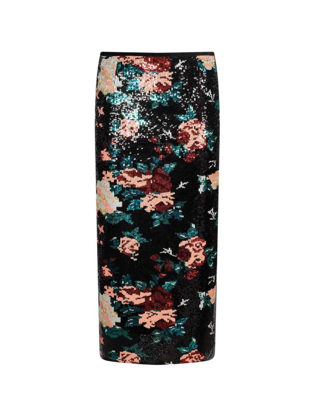 Forte Forte sequin-embellished floral-print midi skirt - Nero