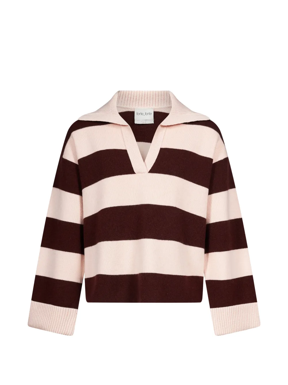 Forte Forte striped polo-collar sweater - Brown