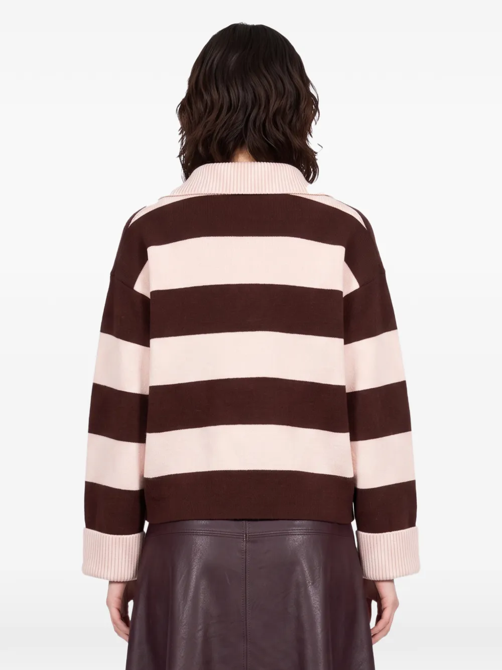 Forte striped polo-collar sweater Bruin