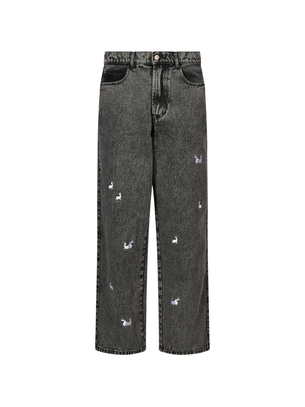 CARNE BOLLENTE Billionaire rabbit-embroidered acid-wash jeans