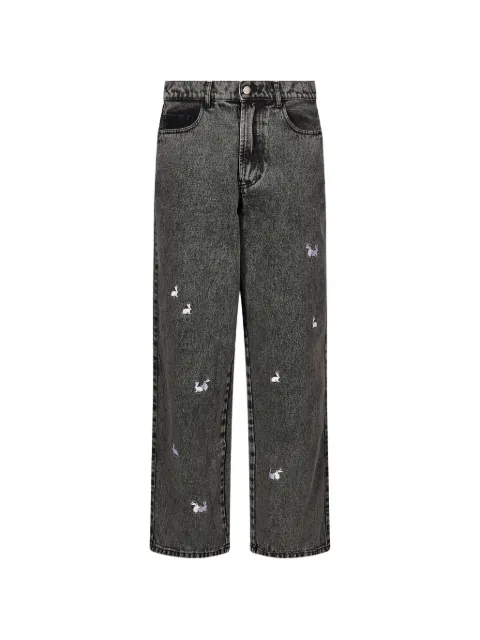 CARNE BOLLENTE Billionaire rabbit-embroidered acid-wash jeans