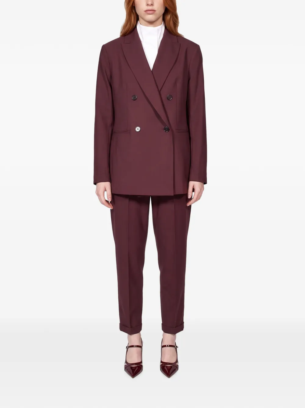 Antonelli Rosalba Cigarette elasticated-waistband turn-up trousers Rood