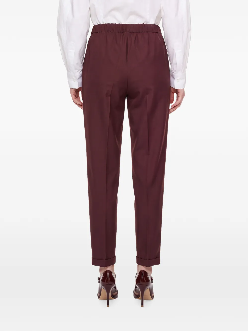 Antonelli Rosalba Cigarette elasticated-waistband turn-up trousers Rood