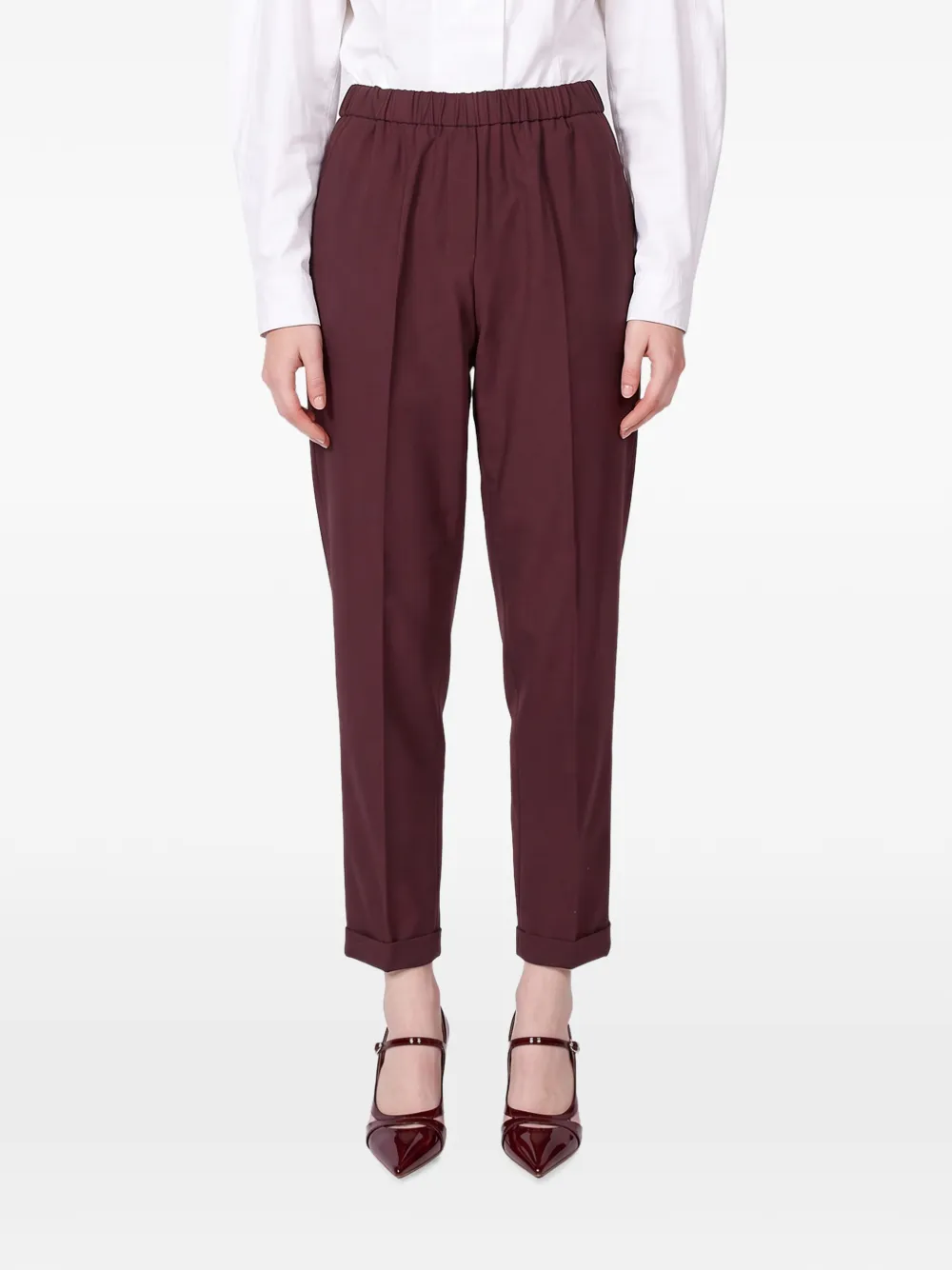 Antonelli Rosalba Cigarette elasticated-waistband turn-up trousers Rood