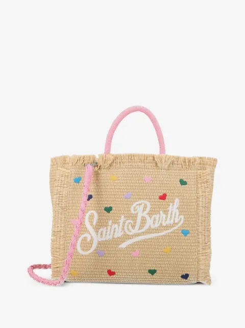 MC2 Saint Barth Kids heart-embroidered fringed tote bag