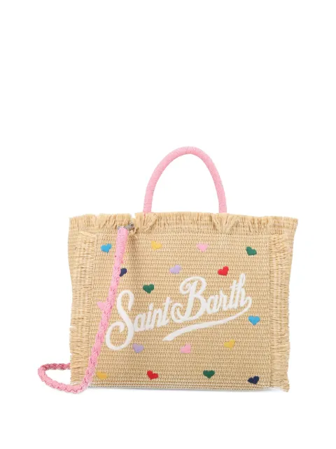 MC2 Saint Barth Kids heart-embroidered fringed tote bag