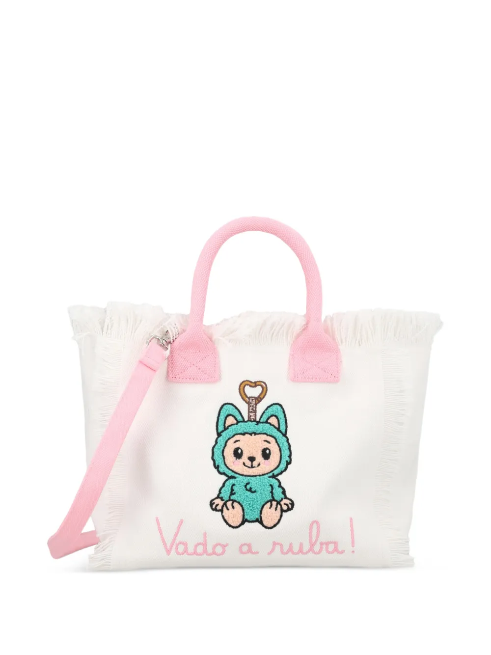 MC2 Saint Barth Kids sac cabas frangé brodé - Blanc