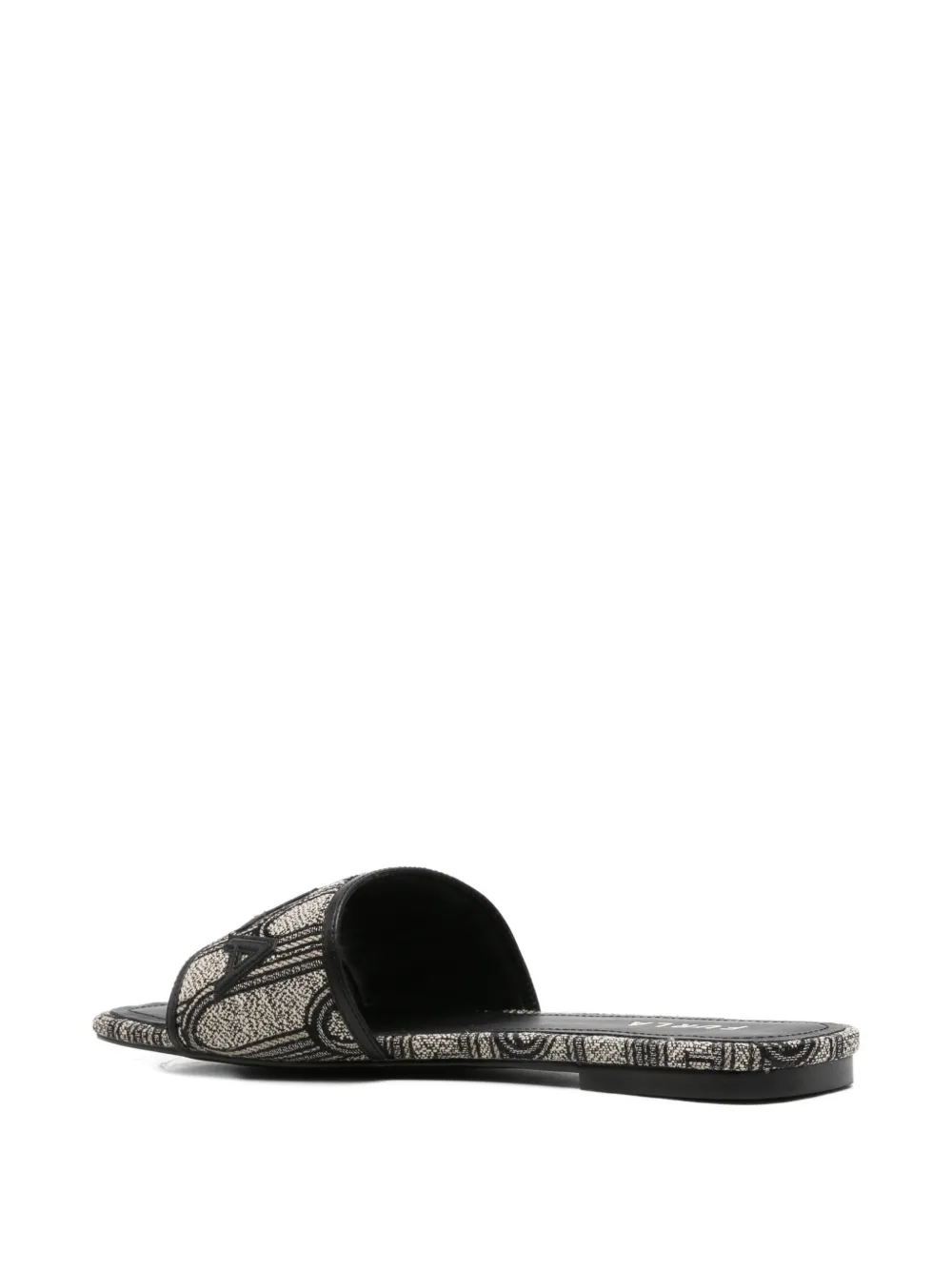 Furla Brezza monogram-pattern flat sandals Zwart