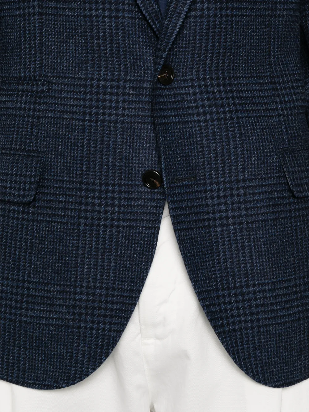 Brunello Cucinelli Geruite blazer met enkele rij knopen Blauw