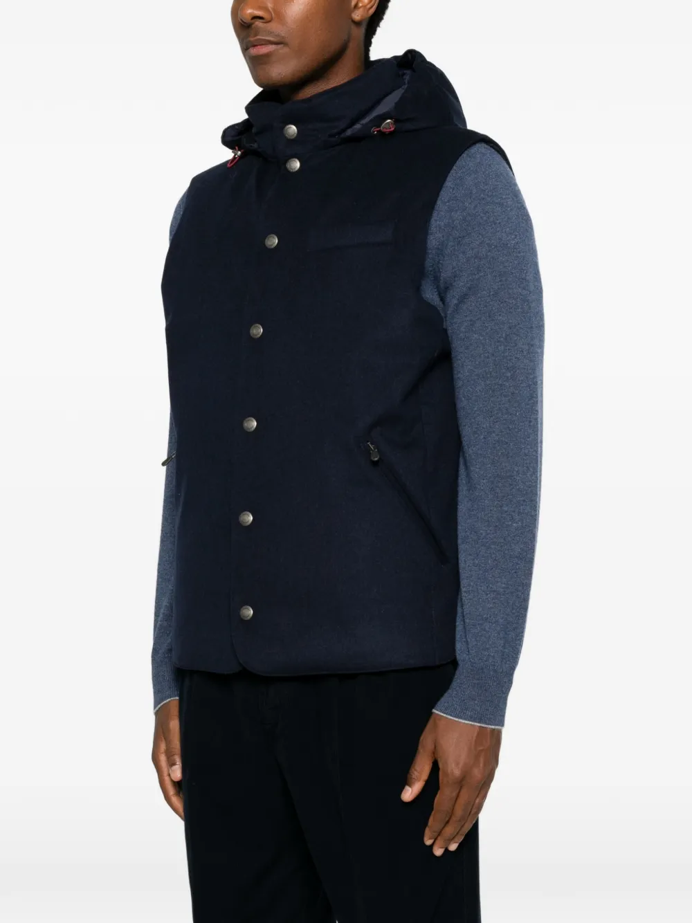 Brunello Cucinelli Wollen gilet met capuchon Blauw