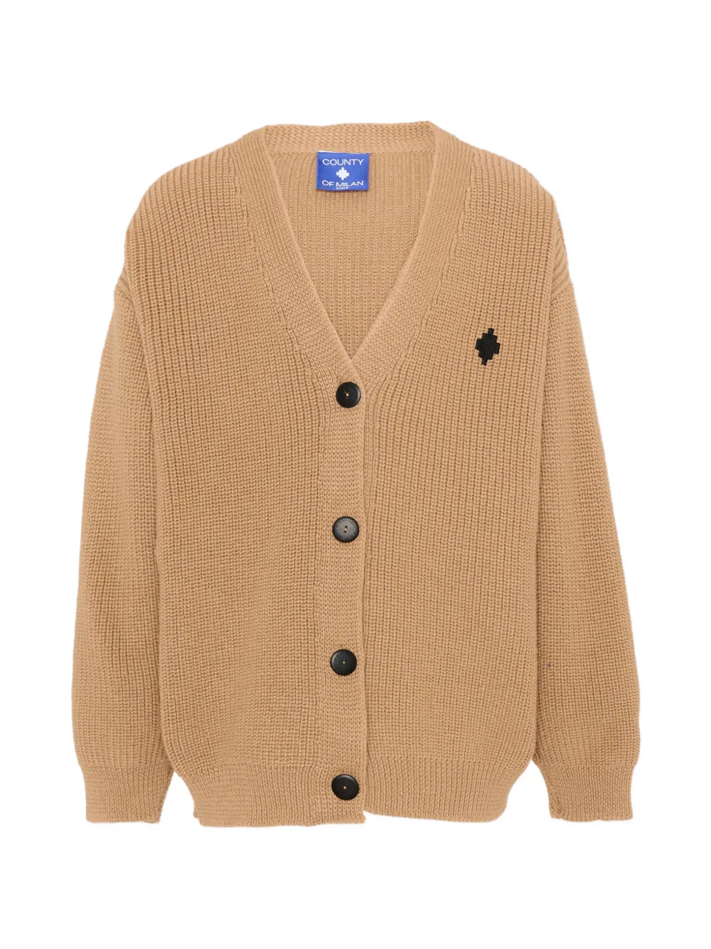 COUNTY OF MILAN logo-embroidered ribbed-knit cardigan - Toni neutri
