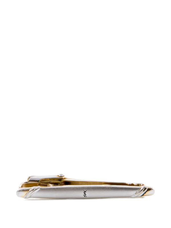 Saint Laurent Pre-owned 1980s Cassandre-logo Tie Clip in Silver