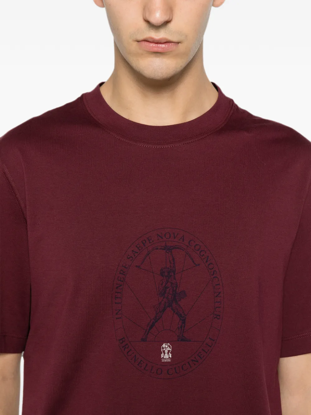 Brunello Cucinelli T-shirt met logoprint met ronde hals Rood