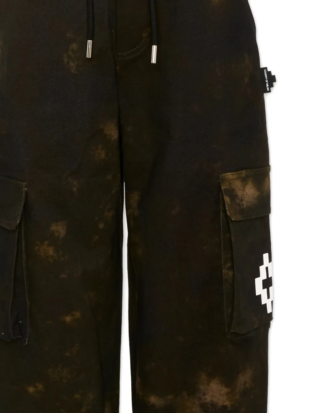 COUNTY OF MILAN Cargo broek met acid wassing en logoprint Zwart
