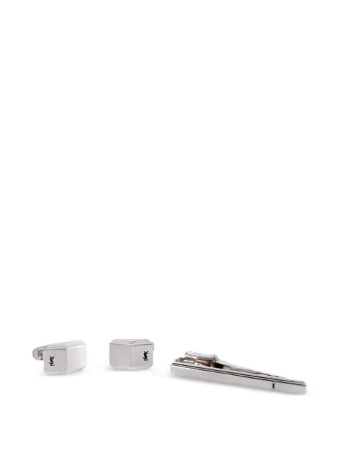 Saint Laurent Pre-Owned Driedelige set 1990s Cassandre manchetknopen en stropdasspeld met logo