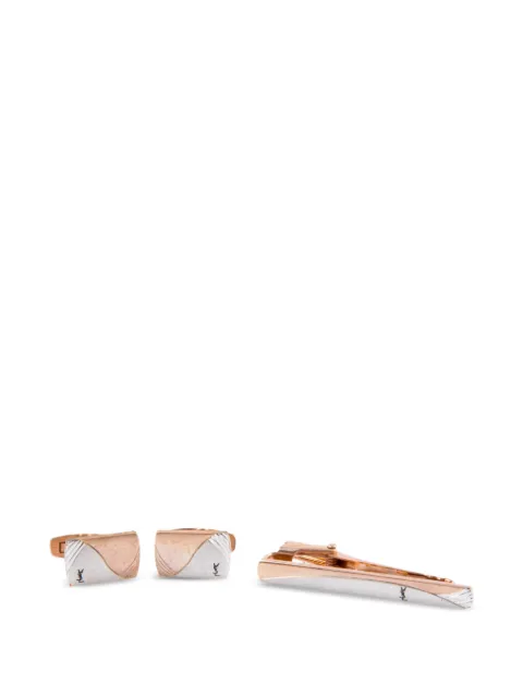 Saint Laurent Pre-Owned set de mancuernillas y clip de corbata con logo Cassandre 1980 (set de tres piezas)