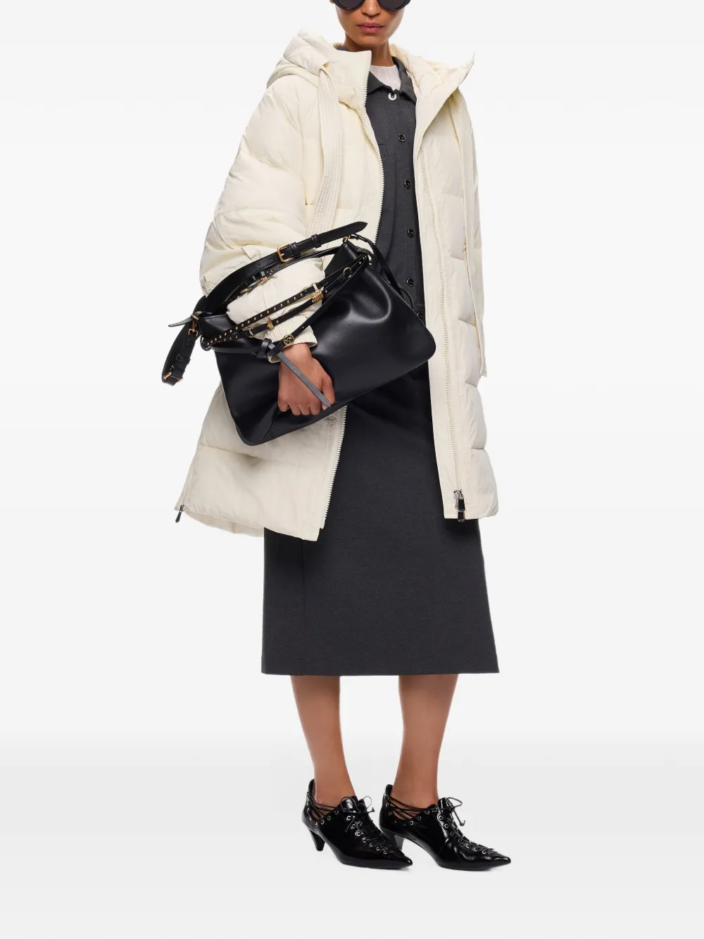 PINKO Gewatteerde jas met capuchon Beige