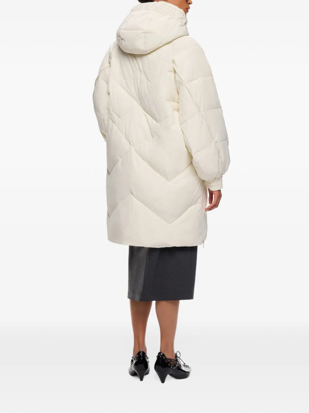 PINKO Gewatteerde jas met capuchon Beige