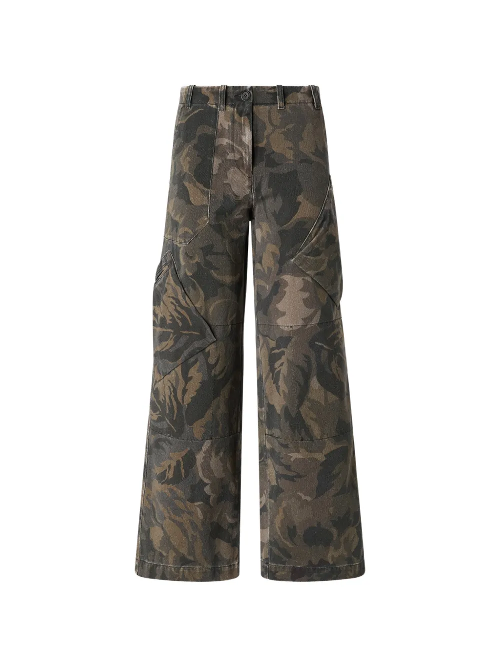 PINKO camouflage-print wide-leg cargo pants - Grün