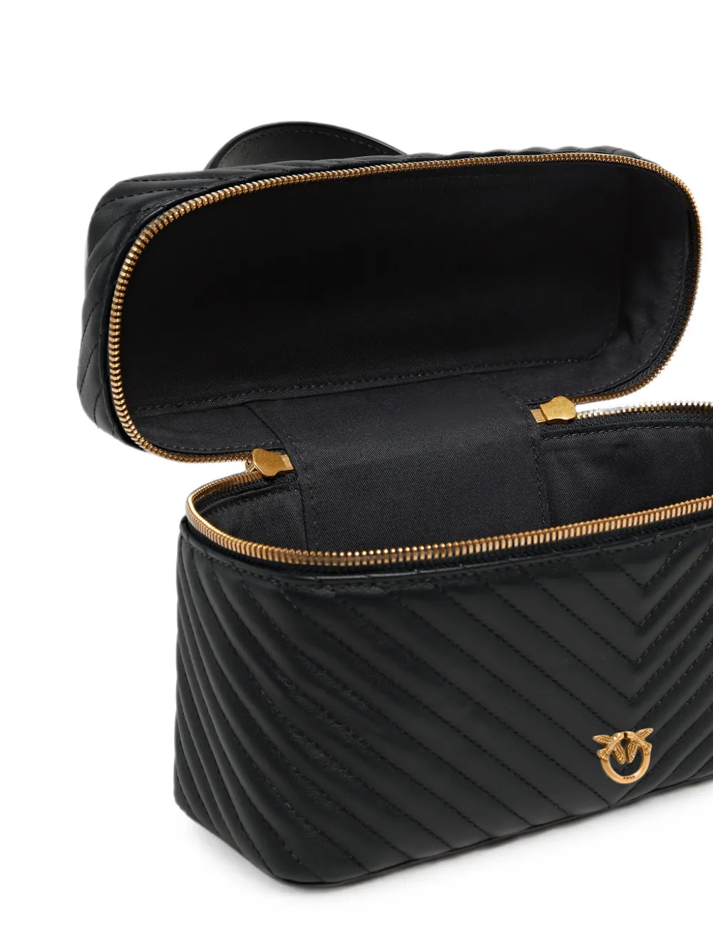 PINKO Medium make-up tas met chevron nappa schouderband Zwart