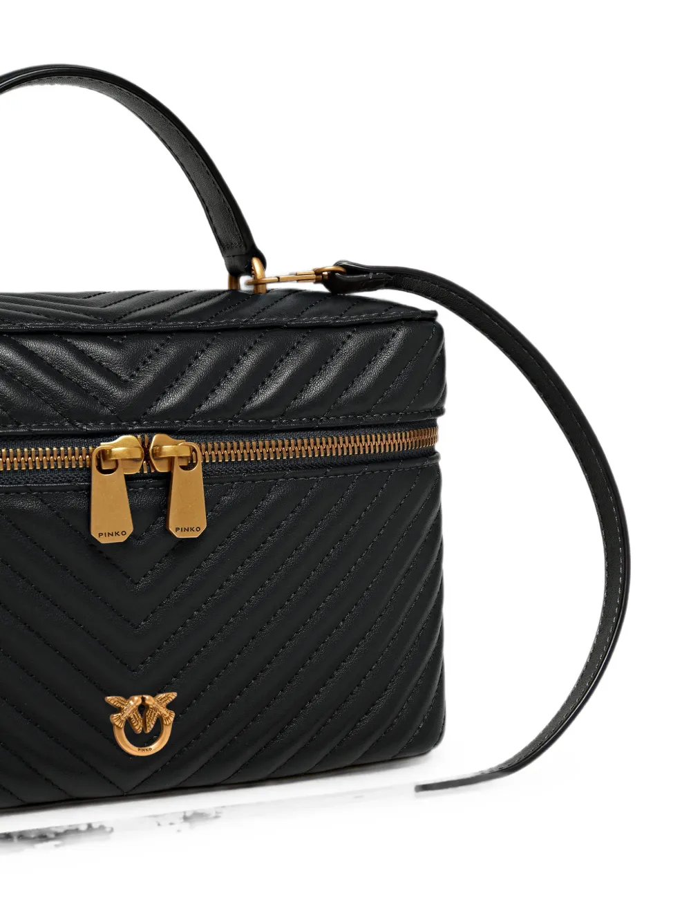 PINKO Medium make-up tas met chevron nappa schouderband Zwart
