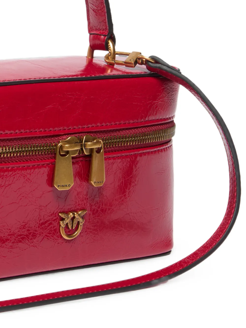 PINKO Love Birds leren shopper Rood