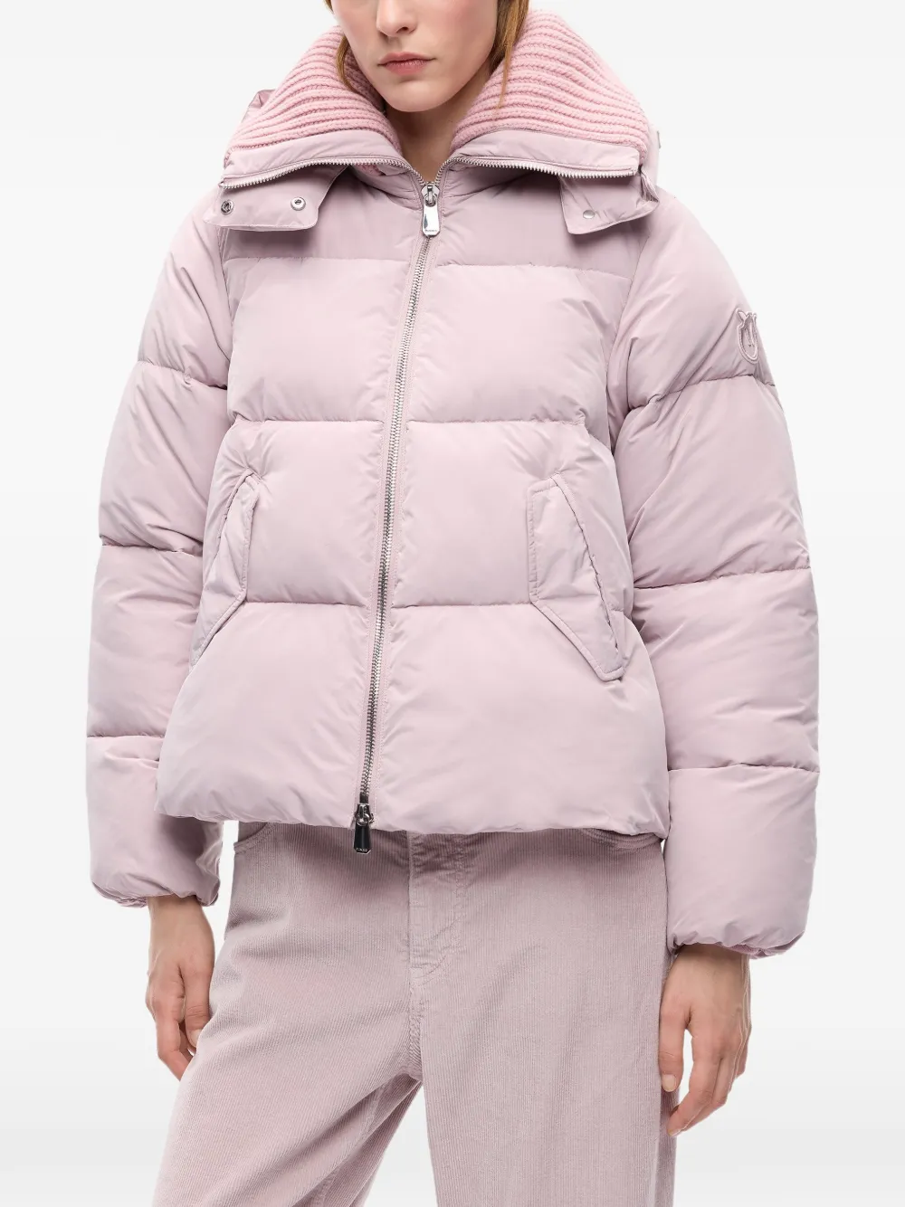 PINKO Donsjas met geribbelde kraag Roze