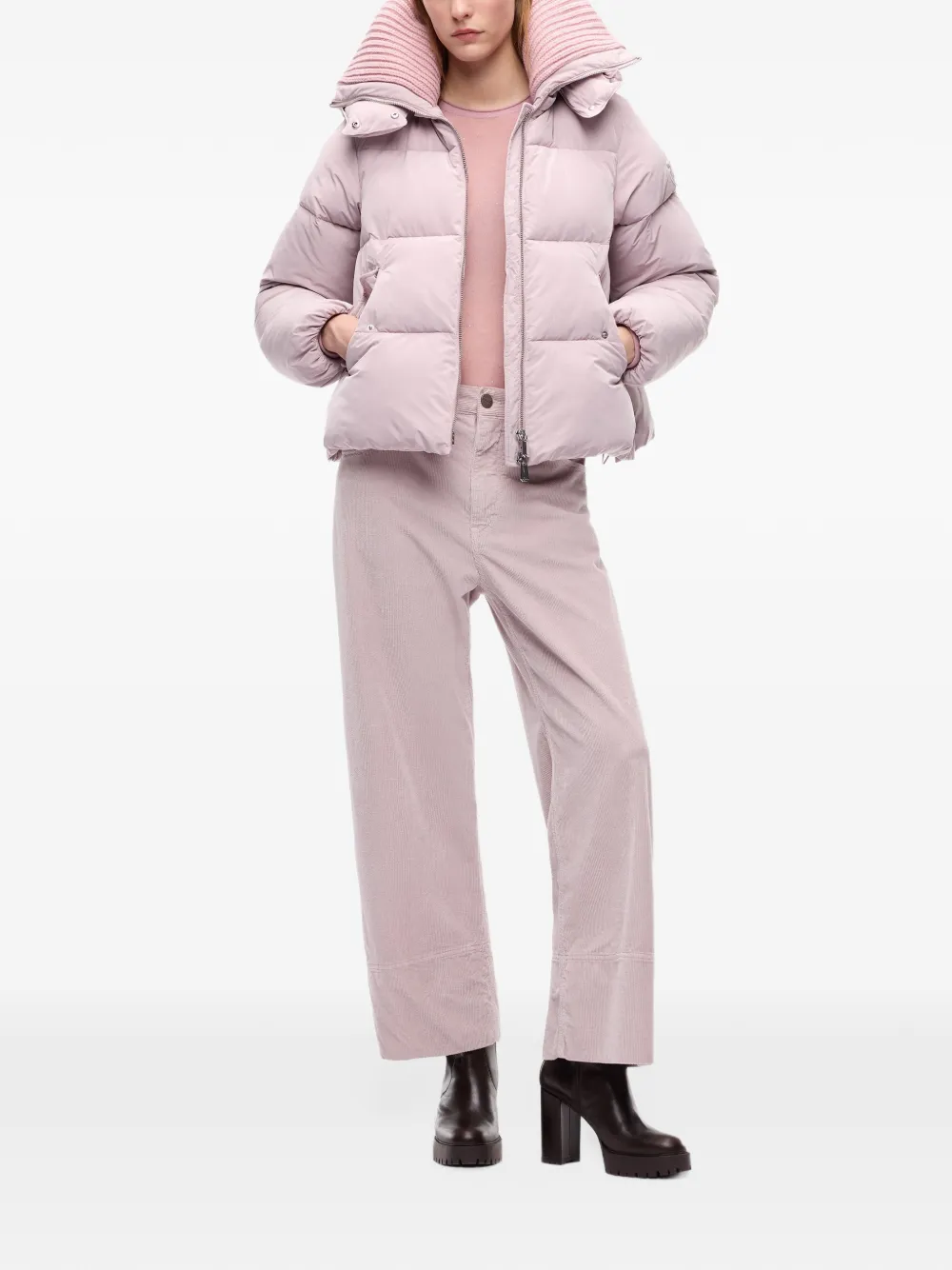 PINKO Donsjas met geribbelde kraag Roze