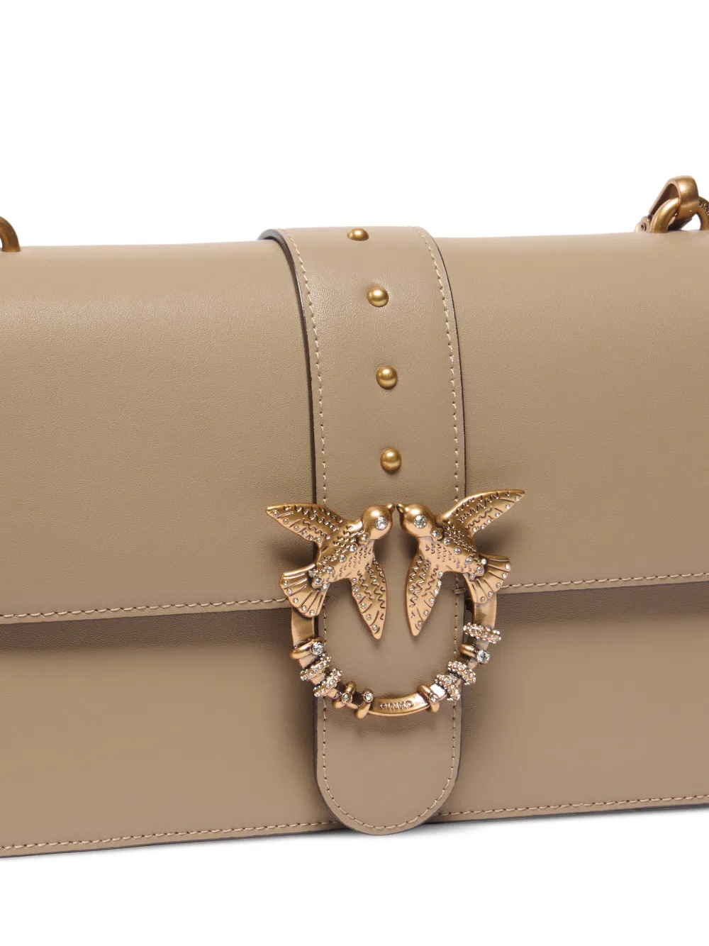 PINKO Love Birds schoudertas met studs Beige