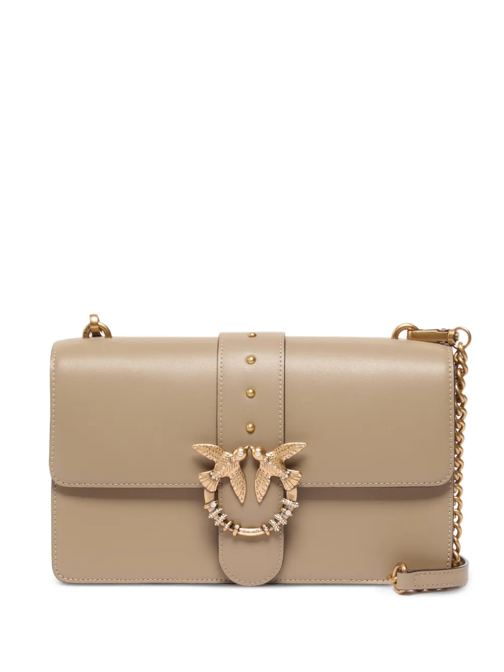 PINKO Borsa a spalla Love Birds con borchie - Toni neutri