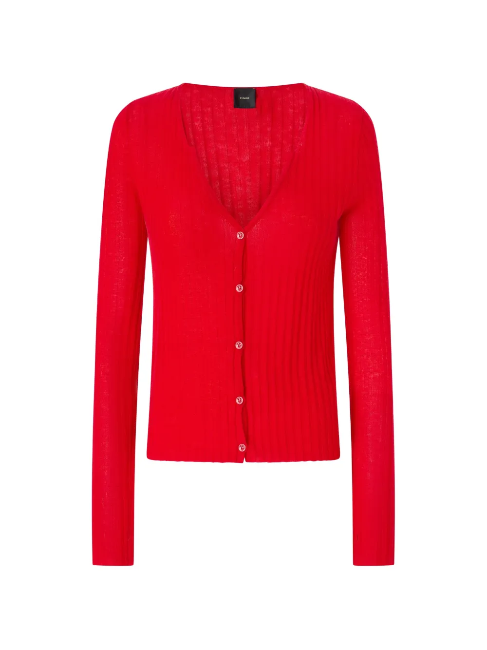 Pinko Ribbed Cardigan With Buttons In Red