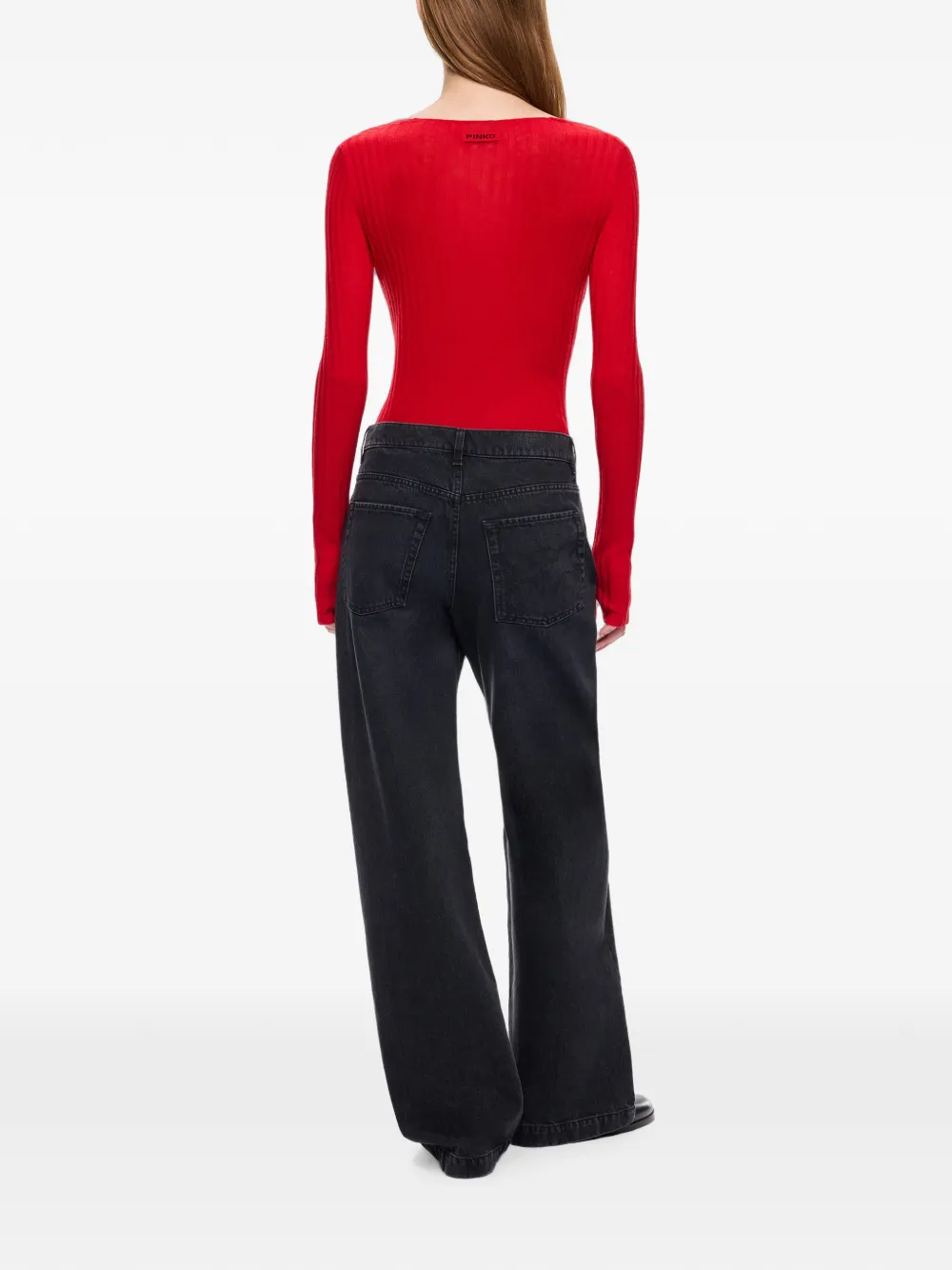 PINKO Geribbeld vest met knopen Rood