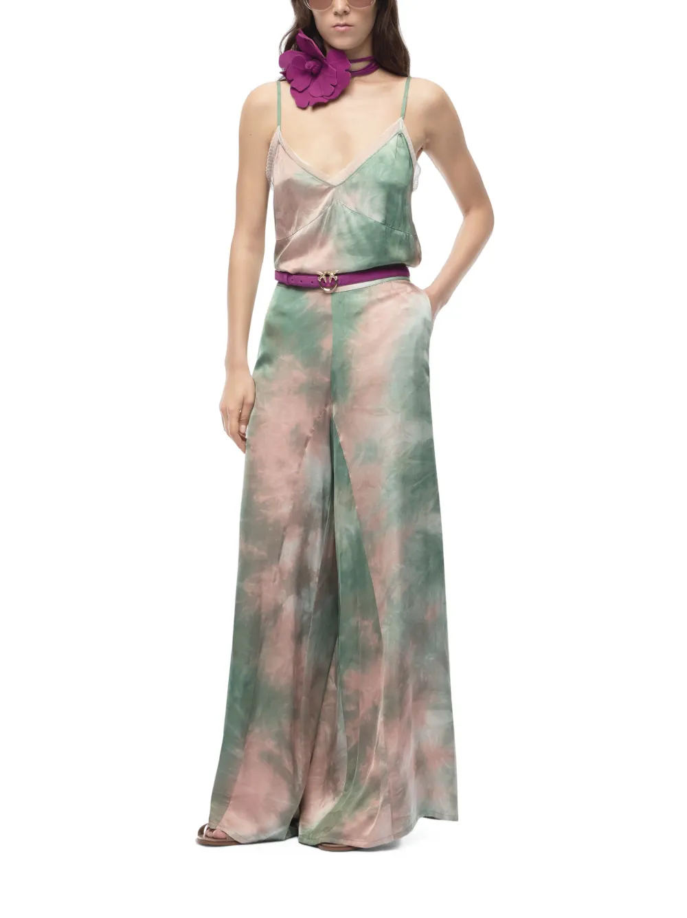 PINKO Satijnen broek met kleurverloop Groen