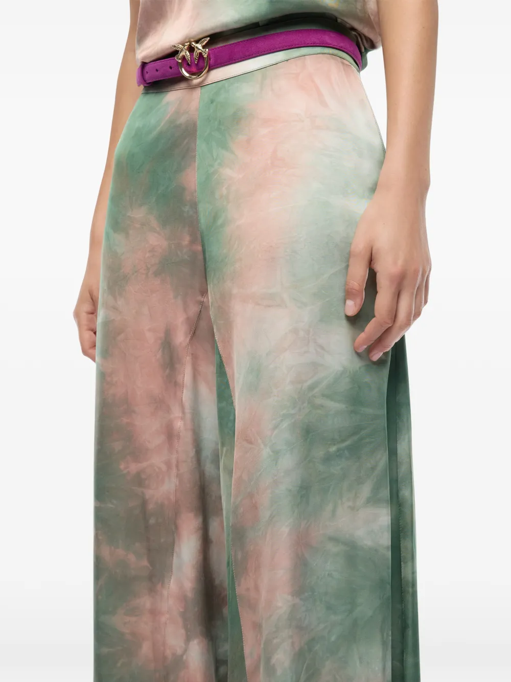 PINKO Satijnen broek met kleurverloop Groen
