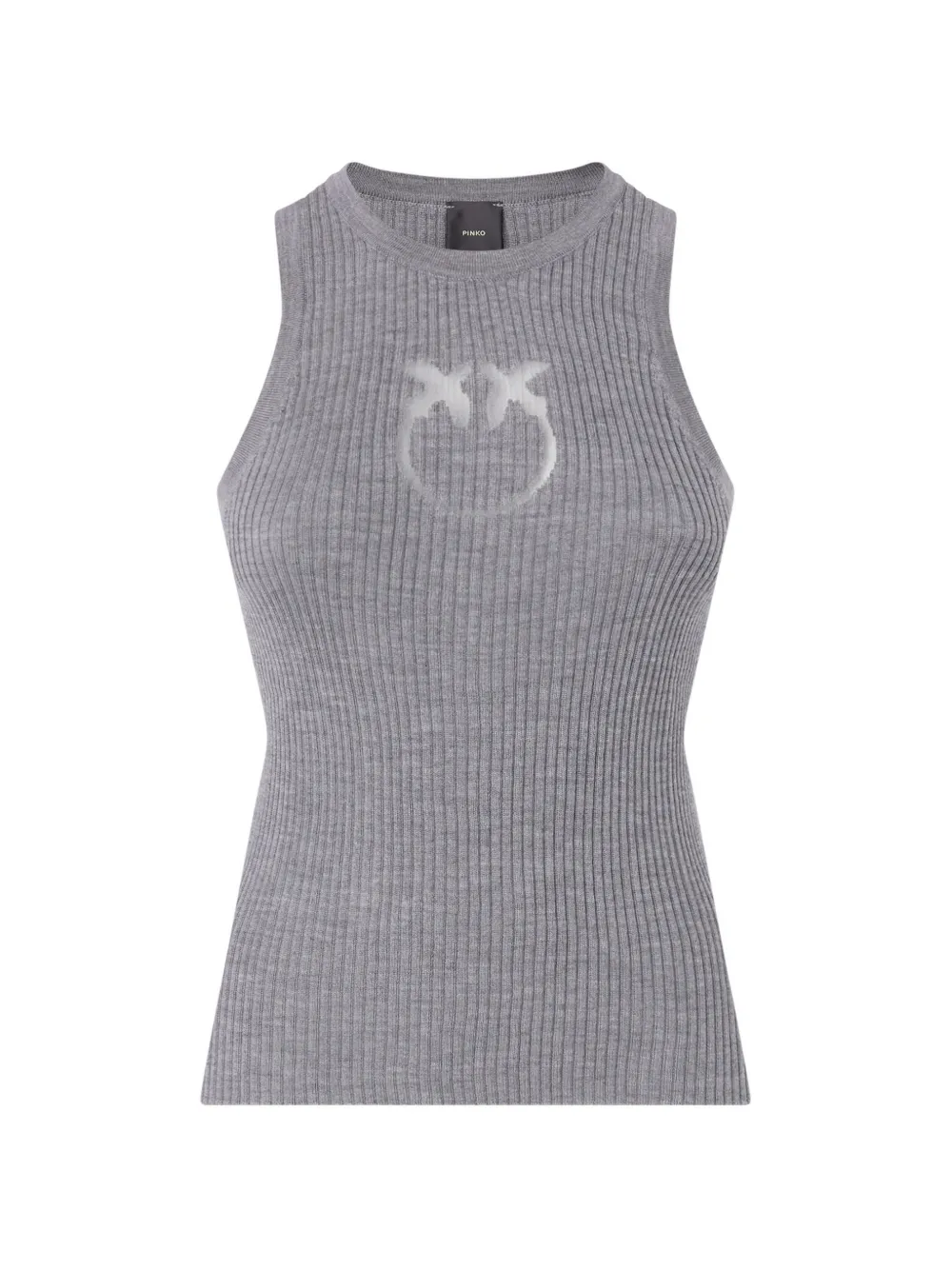 PINKO ribbed top with sheer Love Birds logo - Grau