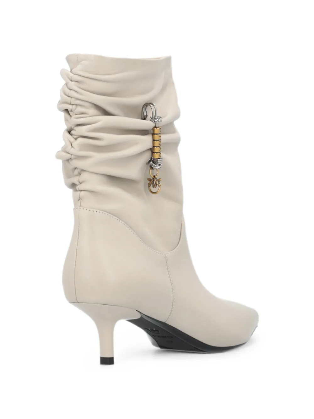 PINKO Enkellaarzen met ruches en logo-bedel Beige