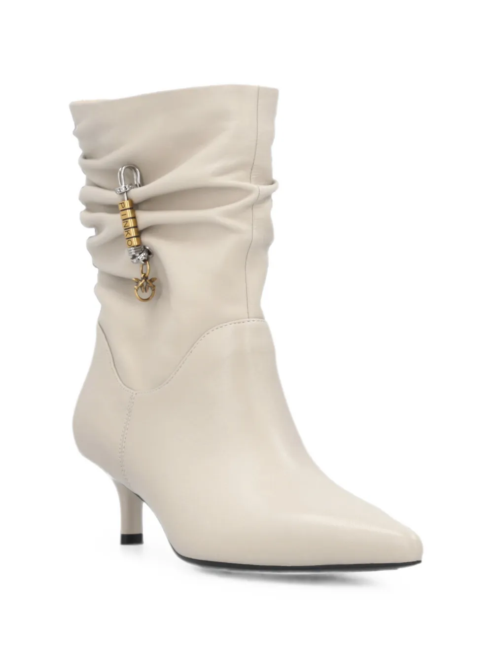 PINKO Enkellaarzen met ruches en logo-bedel Beige