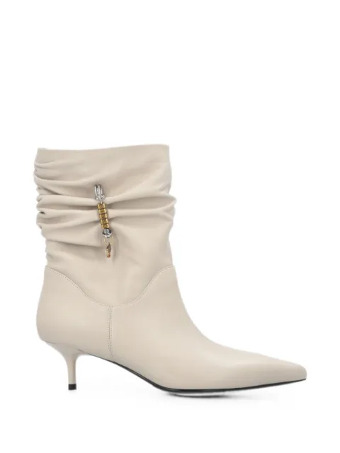 PINKO ruched logo-charm ankle boots