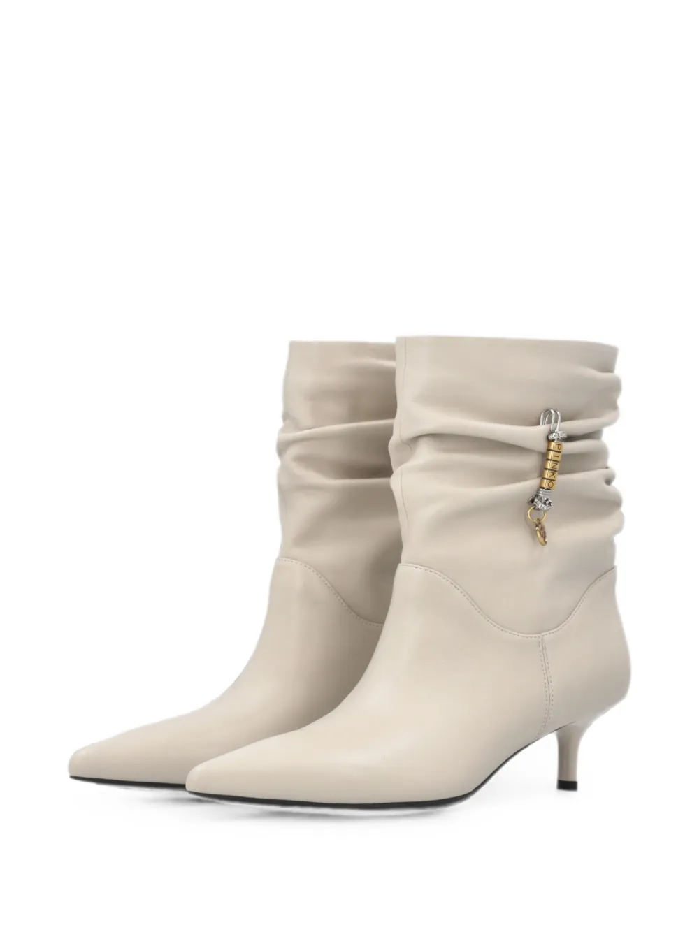PINKO Enkellaarzen met ruches en logo-bedel Beige