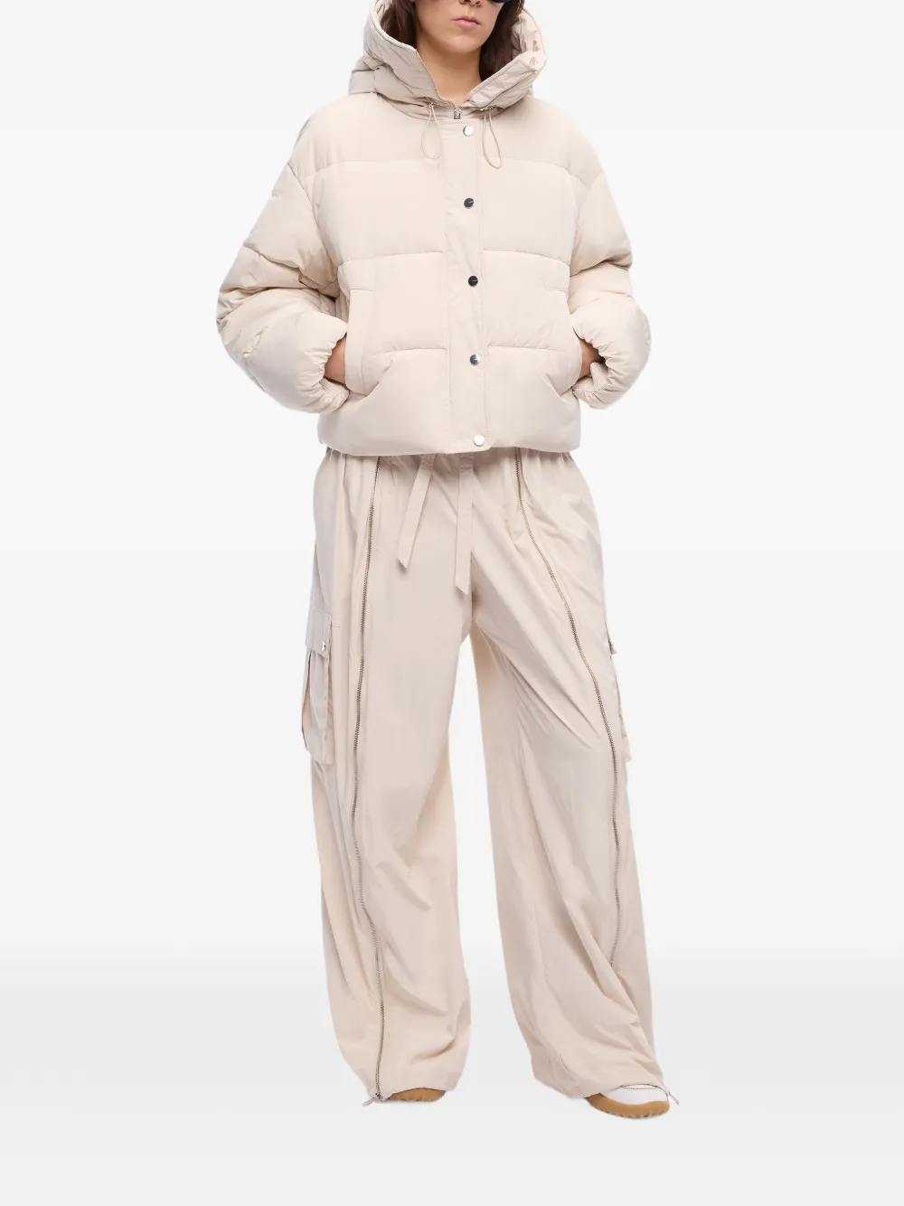 PINKO Donsjack van waterafstotend technisch canvas Beige